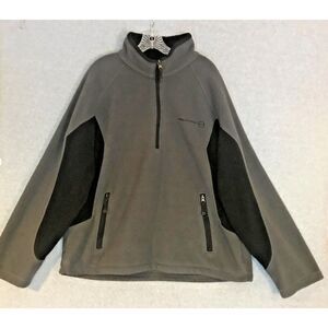 Free Country Sweater Knit Fleece Jacket Mens XL Gray Black‎ Full Zip Mock Neck